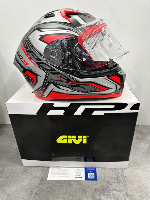 Mũ bảo hiểm Fullface Givi 50.9 sport - Size XL - Màu đỏ đen - Ngoại hình: 99% - Fullbox