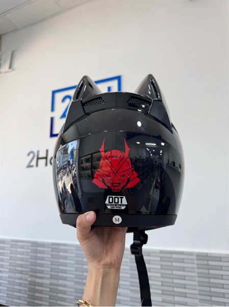 Mũ bảo hiểm FullFace HNJ Tai mèo - Size M - Màu đen - Ngoại hình 98% - Xước 1 vết - Kèm túi 2