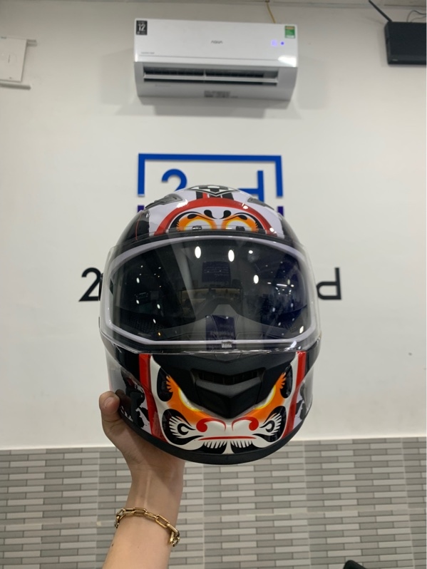 Mũ bảo hiểm Fullface Yohe 970 Daruma Tada Limited Edition - Size S - Màu cam trắng đen - Ngoại hình: 97% - Body