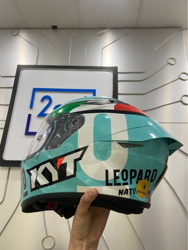 Mũ Fullface KYT TT Course Leopard - Size L - Màu xanh ngọc - Ngoại hình: 98% - Kèm túi + box