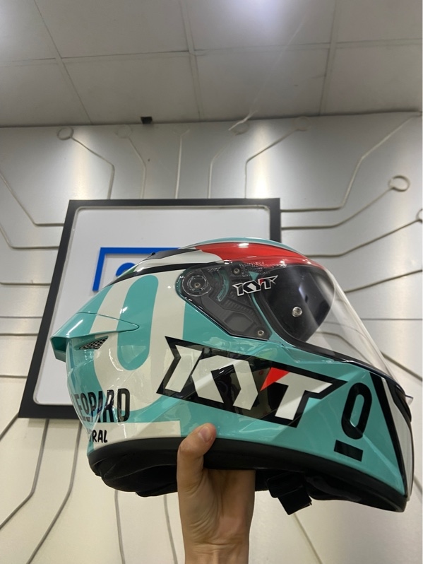 Mũ Fullface KYT TT Course Leopard - Size L - Màu xanh ngọc - Ngoại hình: 98% - Kèm túi + box