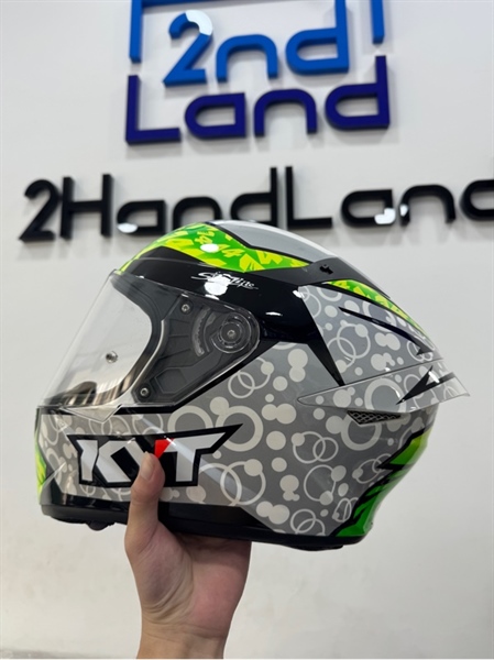 Mũ Fullface KYT TT Course - Size XL - Màu trắng xanh - Ngoại hình 97% - Trầy cấn - Body 2