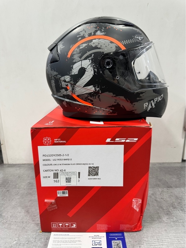 MŨ FULLFACE LS2 RAPID FF353 - Size M - Màu đen xám - Ngoại hình 97% - Kèm box