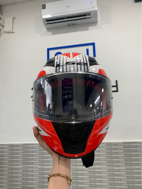Mũ fullface LS2 rapid FF353 - Size XXL - Màu đỏ trắng - Ngoại hình: 97% - Tróc đệm, bụi, kính trầy - Body