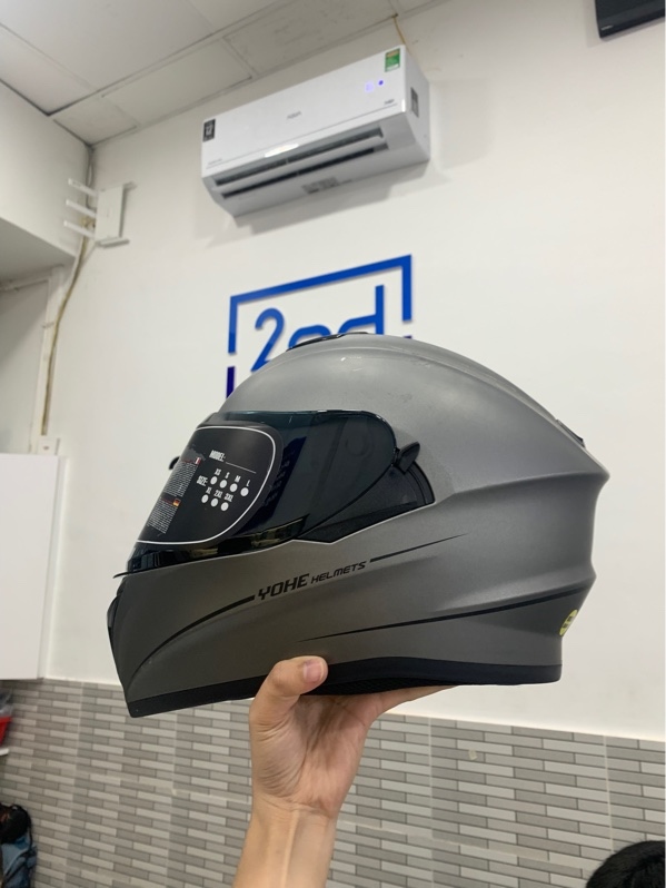 Mũ fullface Yohe 981 - Size XXL - Màu xám nhám - Ngoại hình: 97% - Trầy - Body