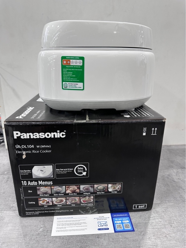 Nồi cơm điện tử Panasonic 1 lít SR-DL104WRA - Màu trắng - Ngoại hình 97% - Kèm box + nguồn