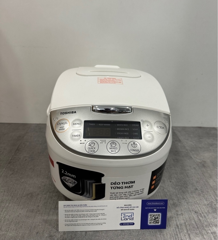 Nồi Cơm Điện Tử Toshiba RC-10DH1NV - 1 Lít - Màu trắng - Ngoại hình 97% - Trầy, mâm nhiệt rỉ sét nhẹ - Kèm nguồn