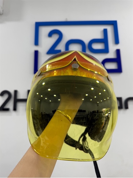 Nón 3/4 Capacete Bell Custom 500 Hart Luck Vermelho/Preto - Màu đỏ vàng - Ngoại hình 98% - Kèm kính vàng