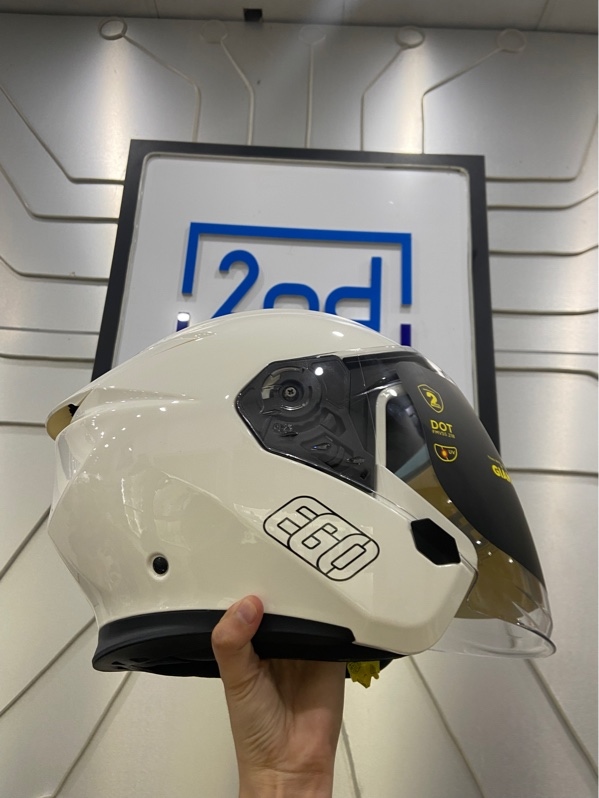 Nón 3/4 EGO E-42 - Size L - Chu vi vòng đầu 56cm - Màu trắng - Ngoại hình: 99% - Kèm Box