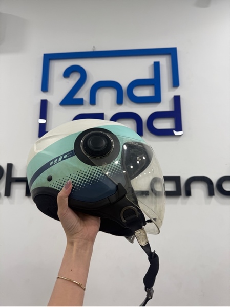 Nón 3/4 HJC I40N - size XL - Màu trắng xanh - Ngoại hình 97% - ố - Body 1