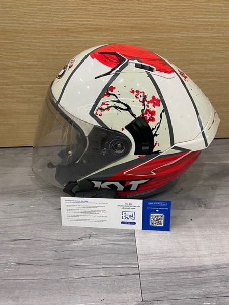 Nón bảo hiểm 3/4 KYT NFJ Sakura - Màu trắng - Ngoại hình: 97% - Trầy nhiều - Body 1