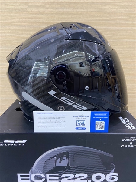 Nón bảo hiểm 3/4 LS2 Infinity 2 Carbon - Size L (59-60) - Màu đen - Ngoại hình: 98% - Kèm box + kính trong + túi vải 1