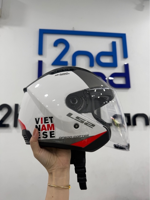 Nón bảo hiểm 3/4 LS2 OF600 Copter II - size L - Màu đỏ đen - Ngoại hình 98% - Kèm Box , túi