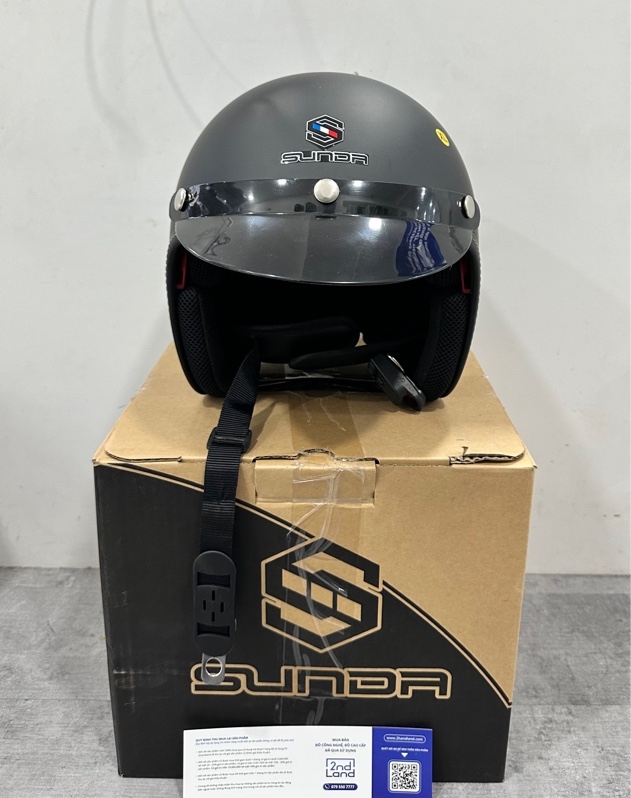Nón bảo hiểm 3/4 Sunda 388 - Size L - Màu đen - Ngoại hình 97% - Đã gắn thêm mái che - Kèm box