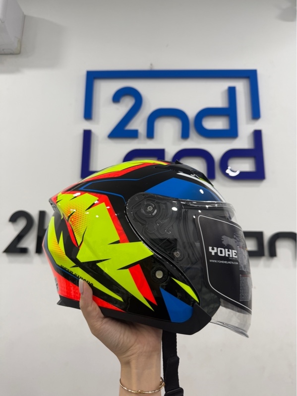 Nón bảo hiểm 3/4 Yohe Kakalot - Model OF878 - size M - Màu xanh đỏ - Ngoại hình 98% - Kèm túi