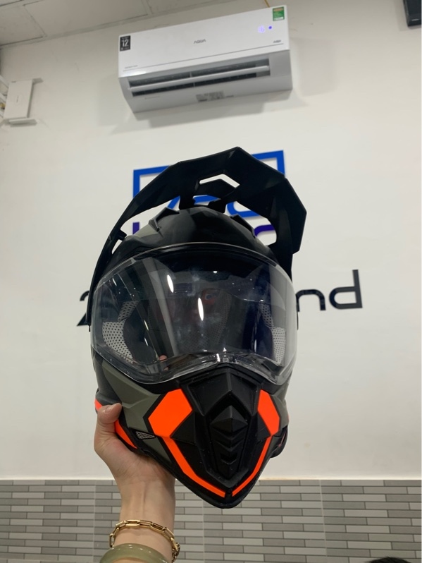 Nón bảo hiểm Dual Sport YOHE 632A ADVENTURE - Màu xám cam - Size L - Ngoại hình: 96% - Body trầy xước nhiều + xước kính, rớt ron đệm cao su - Body