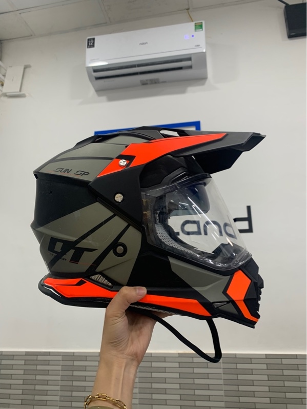 Nón bảo hiểm Dual Sport YOHE 632A ADVENTURE - Màu xám cam - Size L - Ngoại hình: 96% - Body trầy xước nhiều + xước kính, rớt ron đệm cao su - Body