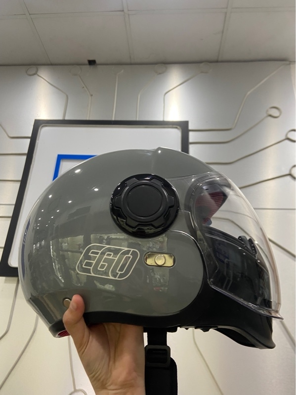 Nón Bảo Hiểm EGO E-5 - Size M - Fullface 2 kính , tháo mặt nạ được - Màu xám - Ngoại hình: 98% - Kèm túi