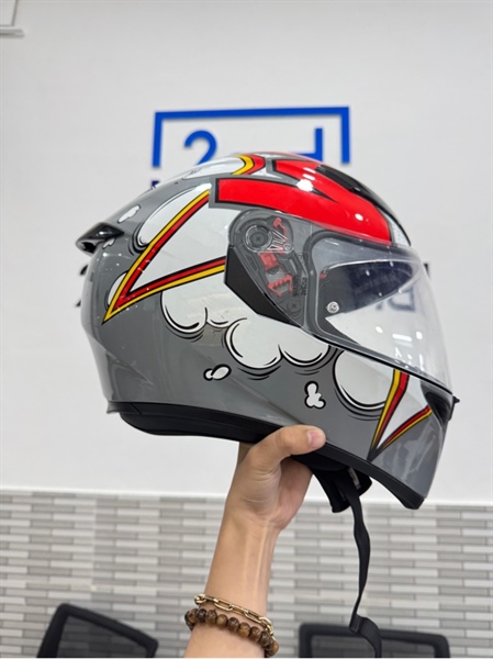 Nón bảo hiểm full face AGV K3 SV Bubble - Màu xám trắng đỏ - Size L - 60-7|1/2 - Ngoại hình 97% - Body