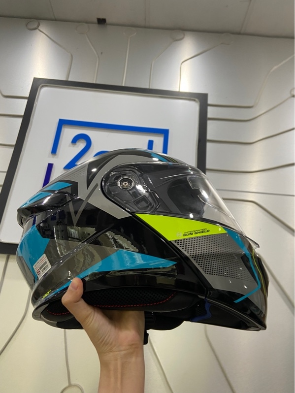 Nón bảo hiểm Full Face lật hàm YoHe 935 SV - Size XL(59-60 - Màu xám xanh - Ngoại hình: 98% - Kèm túi