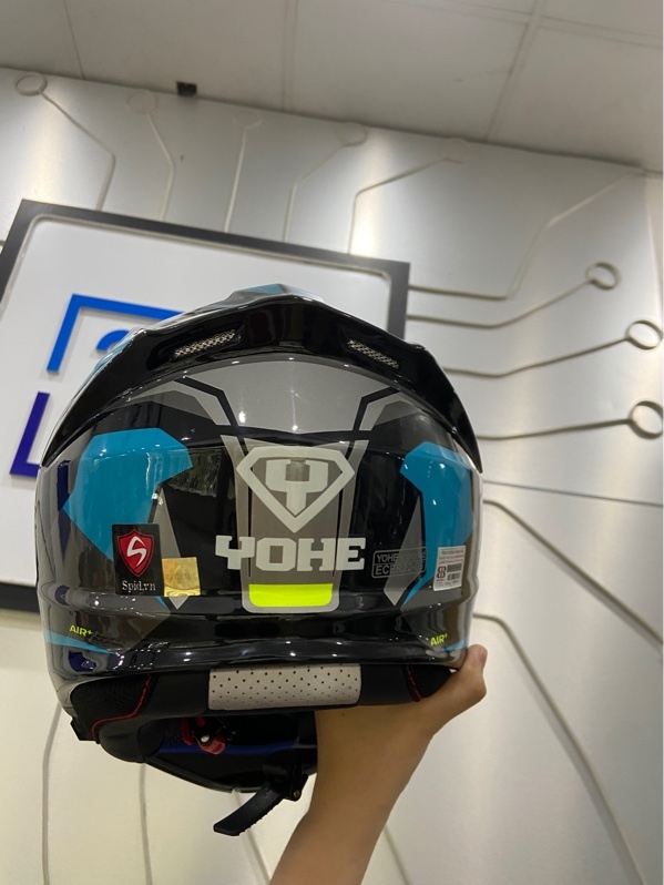 Nón bảo hiểm Full Face lật hàm YoHe 935 SV - Size XL(59-60 - Màu xám xanh - Ngoại hình: 98% - Kèm túi