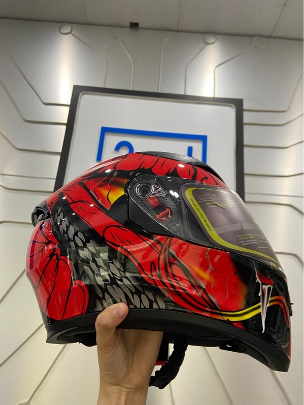 Nón Bảo Hiểm FullFace 2 Kính ROC R05 - Vòng Đầu 57-59 Size XL - Màu đỏ đen - Ngoại hình: 98% - Body