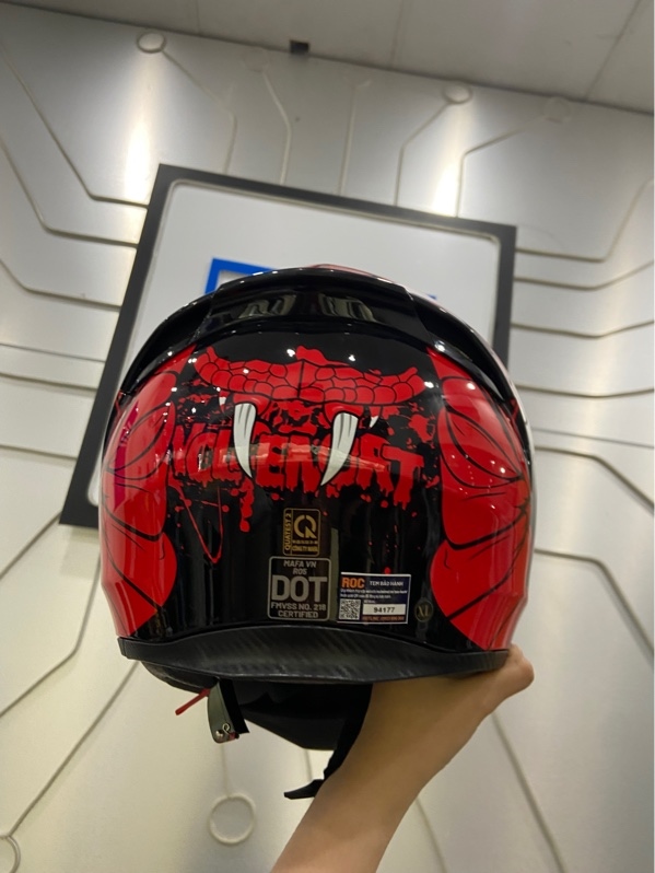 Nón Bảo Hiểm FullFace 2 Kính ROC R05 - Vòng Đầu 57-59 Size XL - Màu đỏ đen - Ngoại hình: 98% - Body