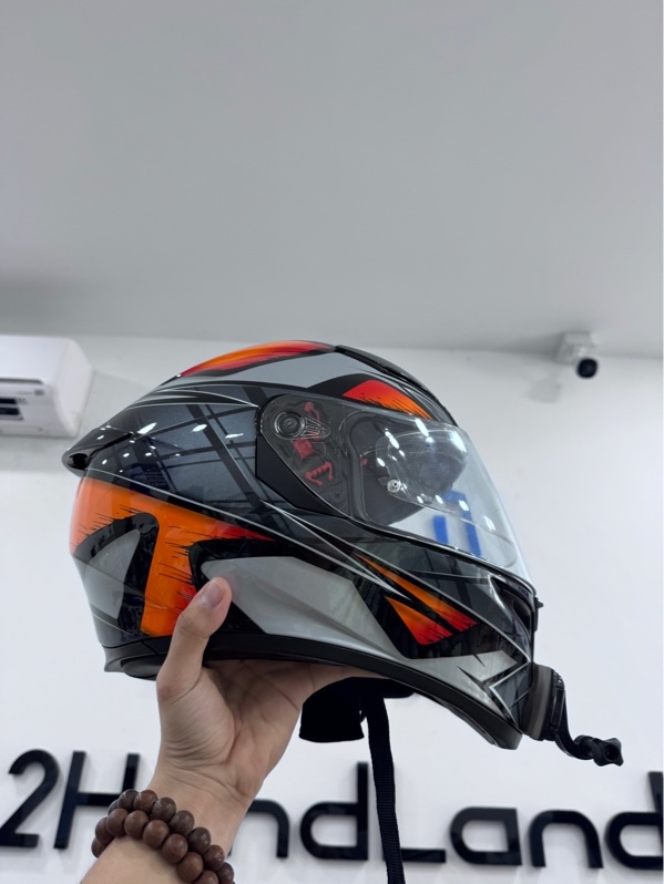 Nón bảo hiểm Fullface AGV K-3 SV Liquefy - size XL - Màu đen cam - Ngoại hình 97% - Trầy xước, kính xước, da bên trong nứt - Kèm túi đựng, 1 ghàm gắn camera, 1 tai nghe gắn nón