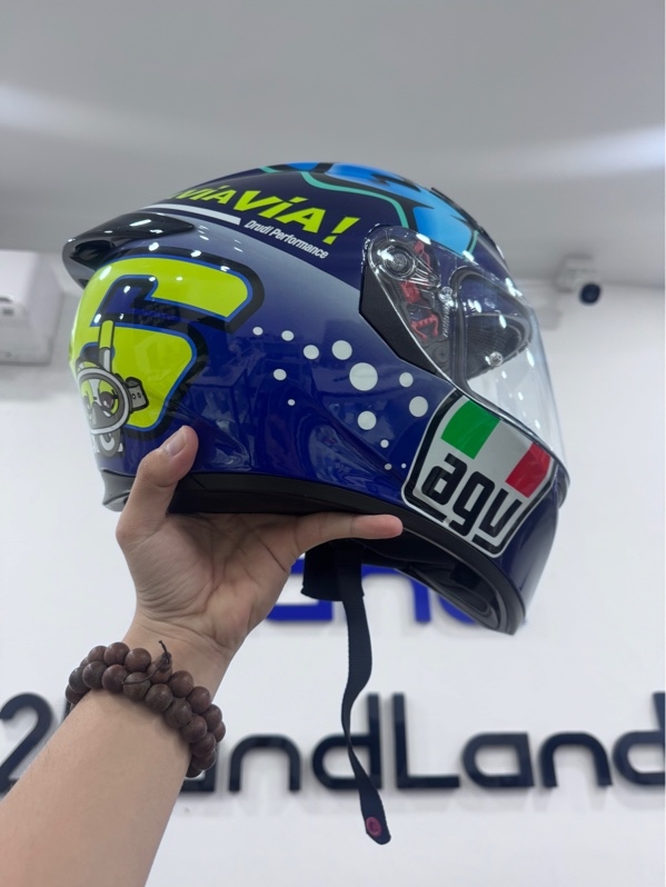 Nón bảo hiểm Fullface AGV Misano 2015 K3SV - size L - Màu xanh - Ngoại hình 97% - Trầy xước nhẹ - Kèm box, tai nghe gắn nón SCS S-7 Evo, túi đựng, khăn trùm đầu