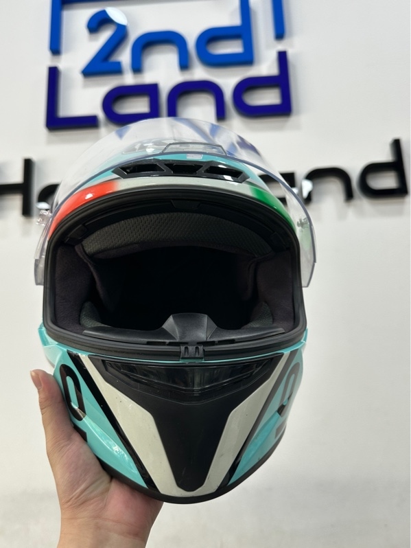 Nón bảo hiểm Fullface KYT TT-Course Leopard Jaume Masia - Size XL - Màu xanh - Ngoại hình 95% - Trầy xướt, xốp bảo vệ bể mất 1 mảng lớn - Body