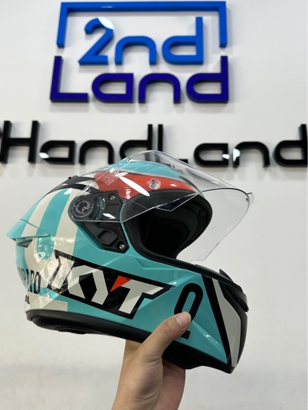 Nón bảo hiểm Fullface KYT TT-Course Leopard Jaume Masia - Size XL - Màu xanh - Ngoại hình 95% - Trầy xướt, xốp bảo vệ bể mất 1 mảng lớn - Body