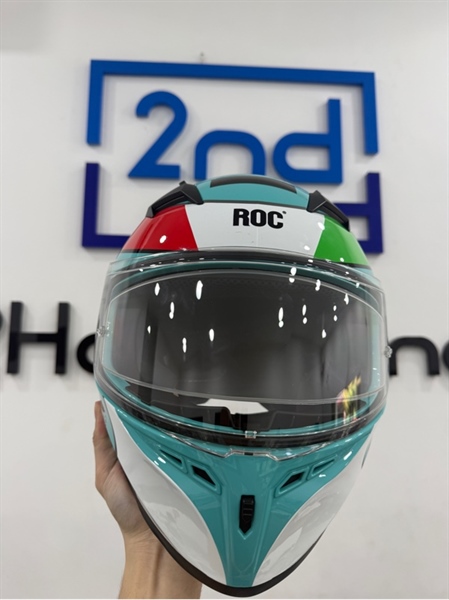 Nón bảo hiểm FullFace ROC 01 - Size M - Màu xanh - Ngoại hình 98% - Kính trong - Ngoại hình 98% - Body