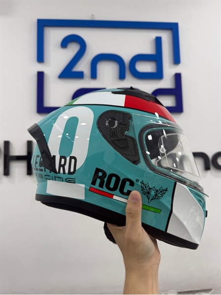 Nón bảo hiểm FullFace ROC 01 - Size M - Màu xanh - Ngoại hình 98% - Kính trong - Ngoại hình 98% - Body 1