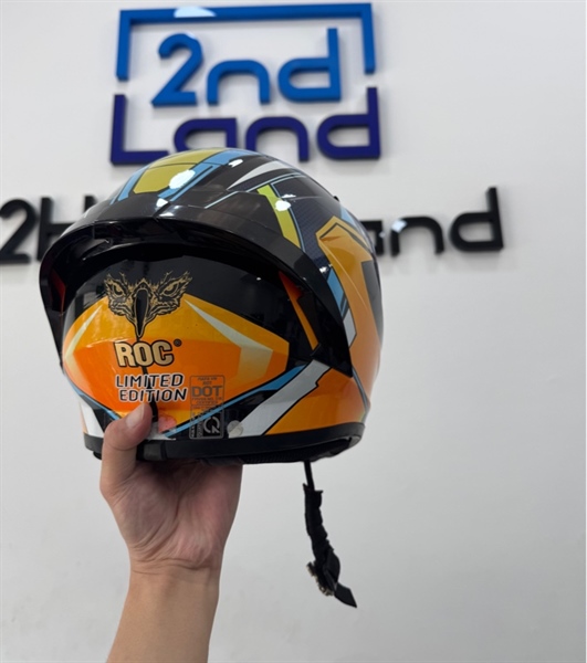 Nón bảo hiểm Fullface ROC 01 Tem V2 - Size XL - Màu xanh - Ngoại hình 97% - trầy , đệm da bong , dính keo khóa sét - Kèm kính đen 3