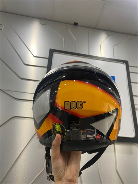 Nón bảo hiểm FullFace ROG R05 - Size XXL - Màu Cam xám - Ngoại hình: 97% - Trầy, kính xước - Kèm túi 1