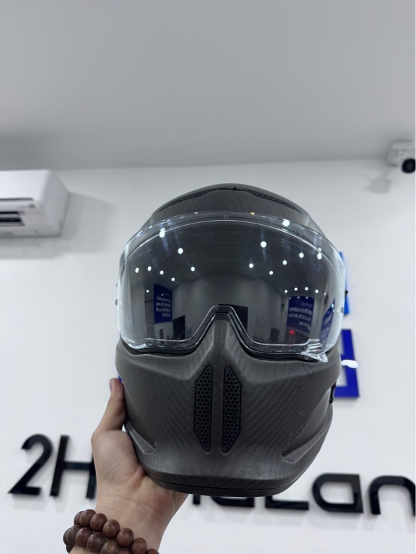 Nón bảo hiểm Fullface Ruroc Atlas 4.0 Raw Carbon - size M - Màu đen - Ngoại hình 97% - Trầy xước, mút bên trong tróc, nón có nhiều vết li ti trắng - Kèm box