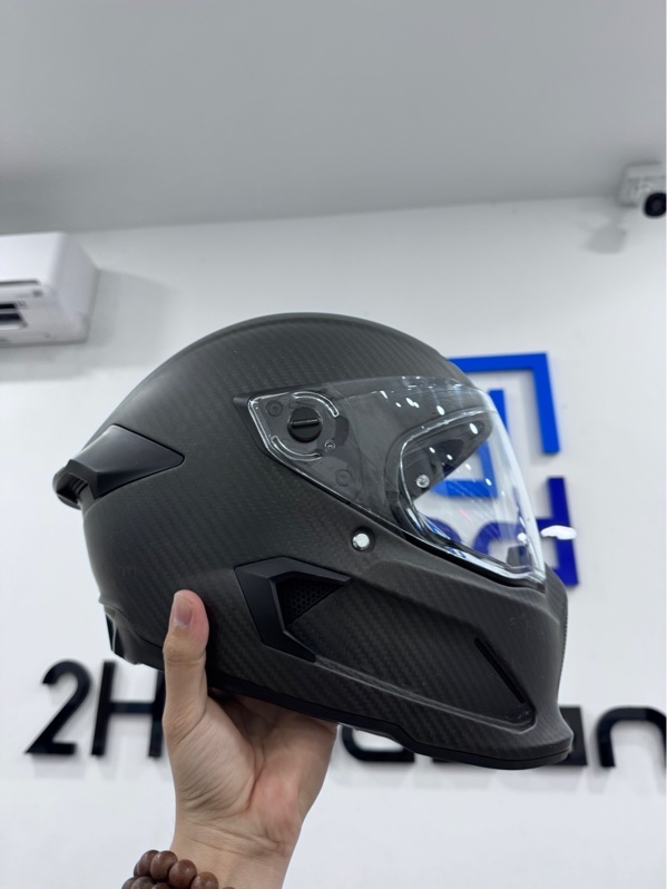 Nón bảo hiểm Fullface Ruroc Atlas 4.0 Raw Carbon - size M - Màu đen - Ngoại hình 97% - Trầy xước, mút bên trong tróc, nón có nhiều vết li ti trắng - Kèm box