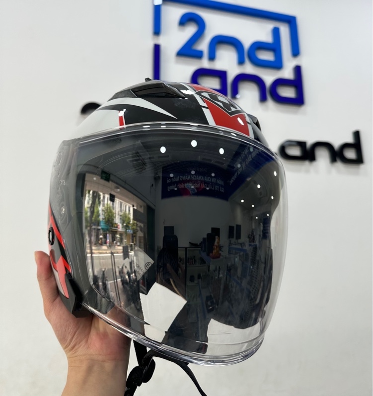 Nón bảo hiểm Fullface Yohe 878 - Size XXL - Màu đỏ trắng - Ngoại hình 97% - Kèm túi