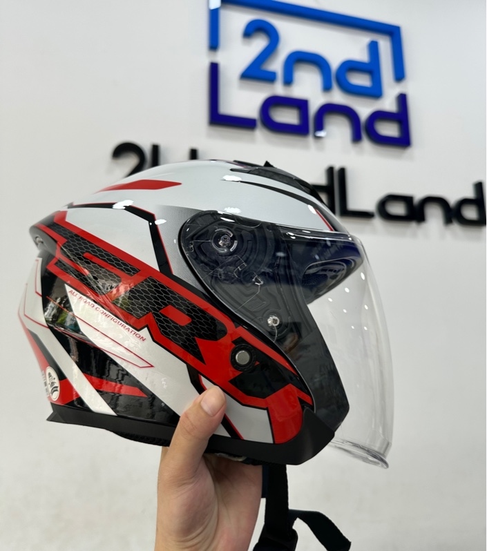 Nón bảo hiểm Fullface Yohe 878 - Size XXL - Màu đỏ trắng - Ngoại hình 97% - Kèm túi