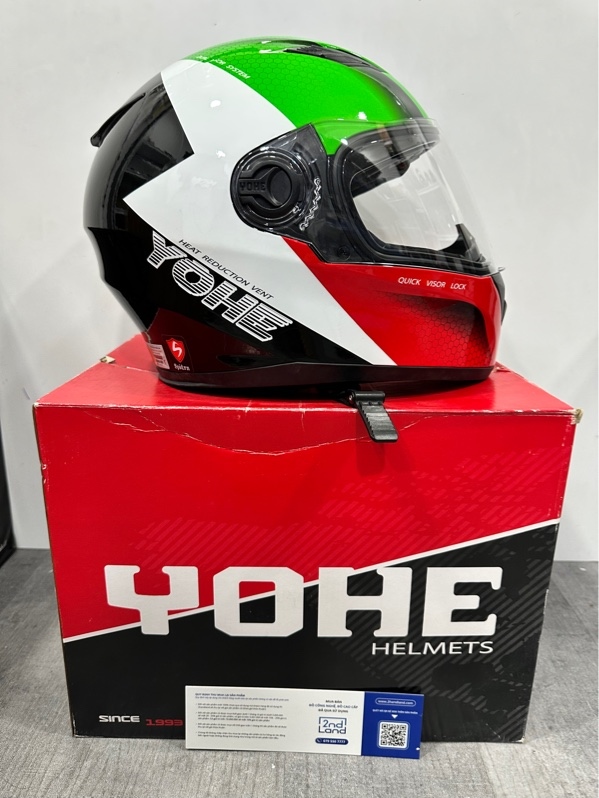 Nón Bảo Hiểm Fullface Yohe 970 Thunder - Size L - Màu đen - Ngoại hình 97.5% - Kèm box + Túi