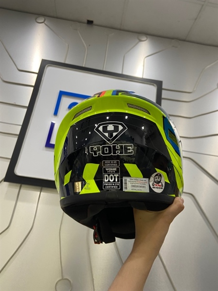 Nón bảo hiểm Fullface Yohe 978 SRT - Size M (57-58cm) - Màu xanh cam - Ngoại hình: 97% - Trầy kính , khe gió, đỉnh đầu - Body 1