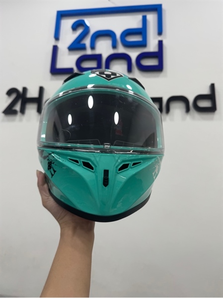 Nón bảo hiểm Fullface Yohe FF978 Progames - Size XXL - Màu trắng xanh - Ngoại hình 97% - Body