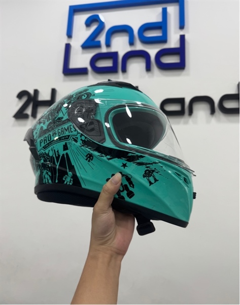 Nón bảo hiểm Fullface Yohe FF978 Progames - Size XXL - Màu trắng xanh - Ngoại hình 97% - Body 1