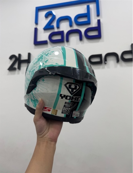 Nón bảo hiểm Fullface Yohe FF978 Progames - Size XXL - Màu trắng xanh - Ngoại hình 97% - Body 2