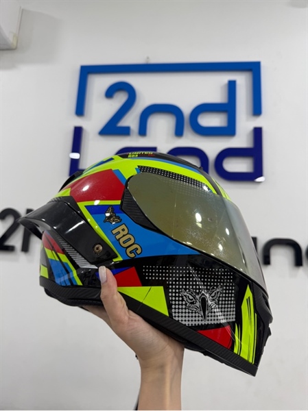 Nón bảo hiểm ROC Model R03 - Size XXL - 2 kính - Màu xanh đỏ - Ngoại hình 96% - Xốp cứng , trầy nặng - Body 1