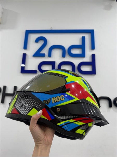 Nón bảo hiểm ROC Model R03 - Size XXL - 2 kính - Màu xanh đỏ - Ngoại hình 96% - Xốp cứng , trầy nặng - Body 2