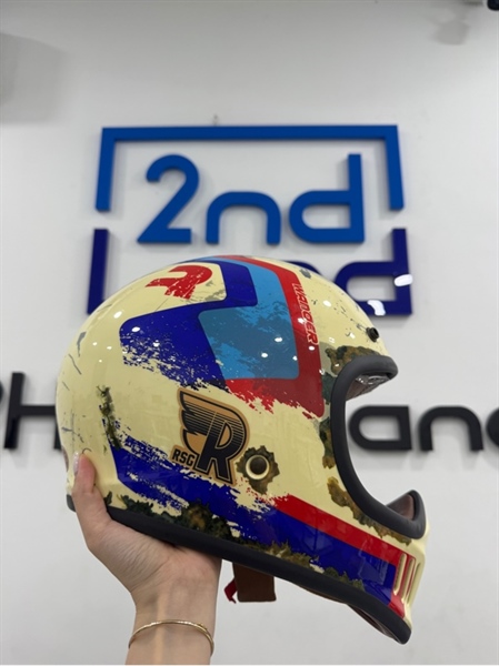 Nón FullFace BullDog Classic - Màu kem - Ngoại hình 98% - Kèm túi 1