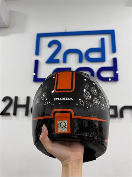 Nón FullFace Honda Cool (HJC Cool) - Size XL - Màu đen cam - Ngoại hình 97% - Mút chai cứng , nón trầy nhẹ , kính trầy - Body 2