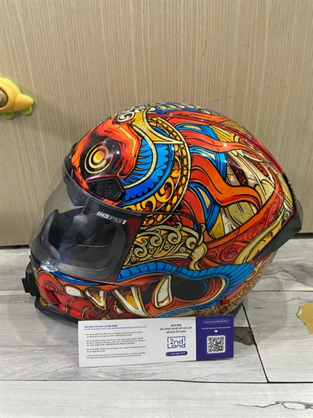 Nón FullFace Icon Airfron Pro Barong - Size L - Màu đen - Ngoại hình: 97% - Kèm Box + 1 kính đen