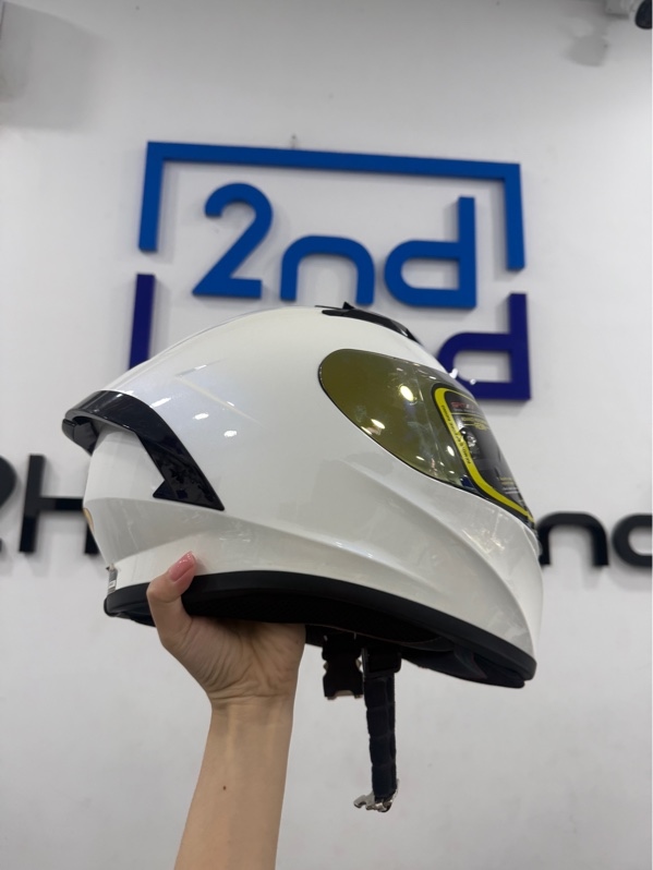 Nón fullface ROC R01 - Size XL - Màu trắng - Ngoại hình 98% - đuôi gió sau gãy pass - Kèm túi